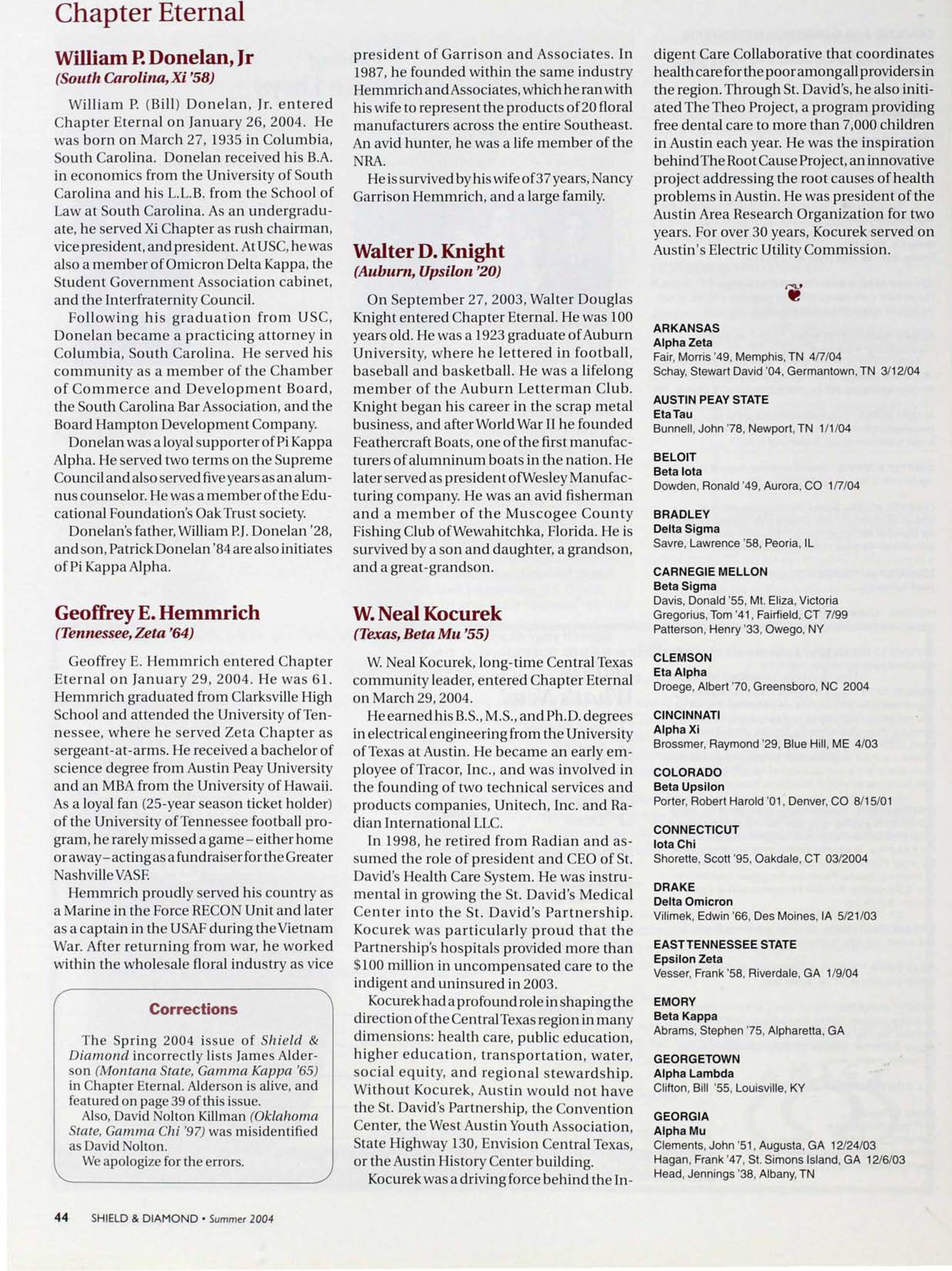 Chapter Eternal, Summer 2004